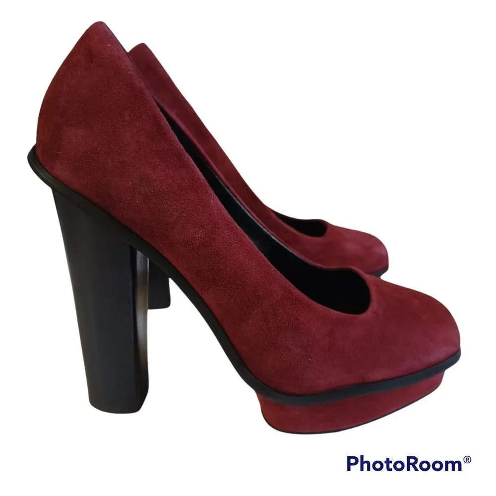Kelsi Dagger Suede Platform Heel‎ Pump Maroon Size 6.5